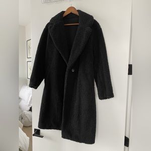 Uniqlo black sherpa knee length coat (medium)
